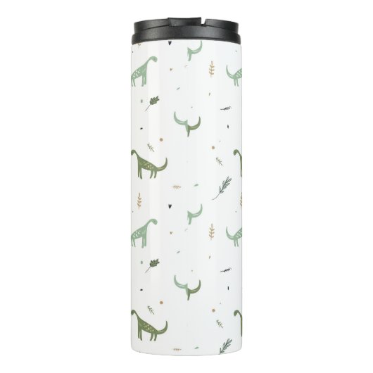 Cute Green Dinosaur Pattern Thermosbeker (Achterkant)