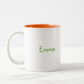 Cute Green Dinosaur+Personalize Name Tweekleurige Koffiemok (Links)