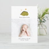 Cute Green Dinosaur Photo Collage Birth Aankondiging (Staand voorkant)