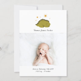 Cute Green Dinosaur Photo Collage Birth Aankondiging