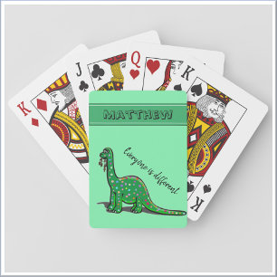 Cute Green Dinosaur Pokerkaarten