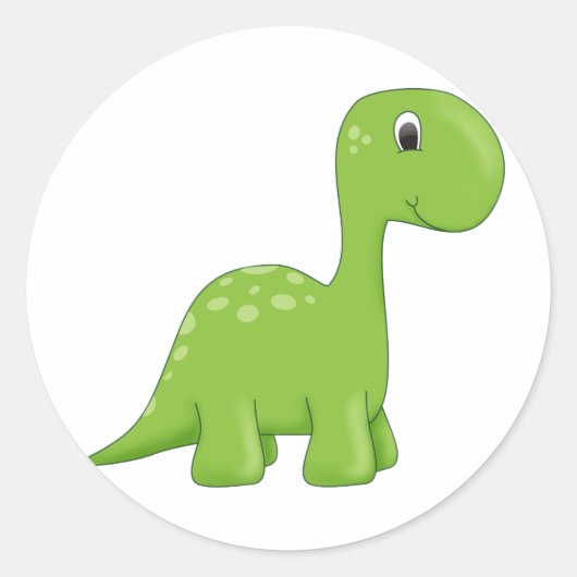 Cute green dinosaur ronde sticker (Voorkant)