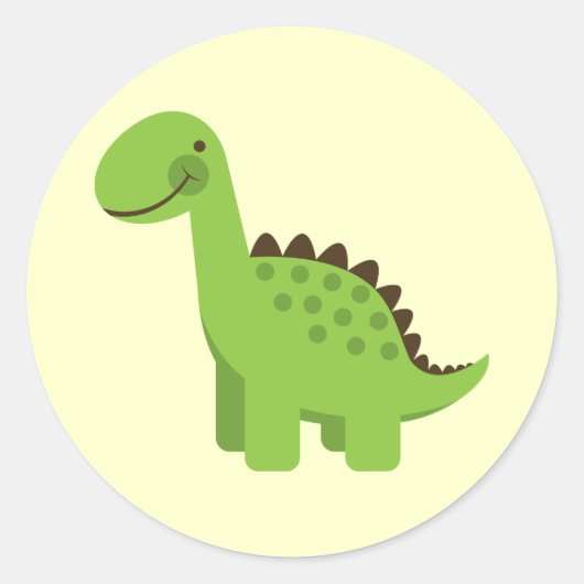 Cute Green Dinosaur Ronde Sticker (Voorkant)