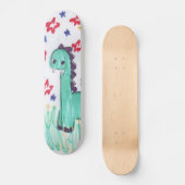 Cute Green Dinosaur Sketch Skateboard Pro (Voorkant)