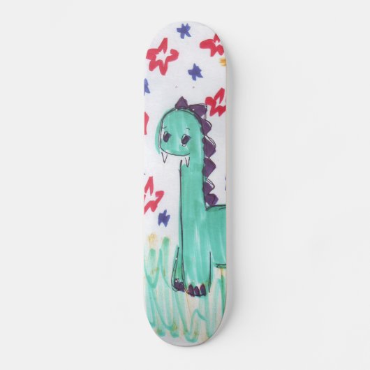 Cute Green Dinosaur Sketch Skateboard Pro (Voorkant)