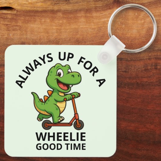 Cute Green Dinosaur Sleutelhanger (Achterkant)
