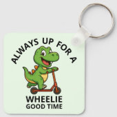 Cute Green Dinosaur Sleutelhanger (Achterkant)