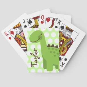 Cute Green Dinosaur Speelkaarten