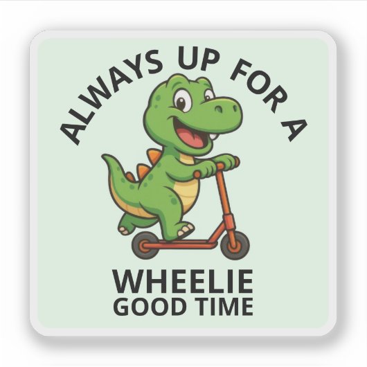 Cute Green Dinosaur Sticker (Voorkant)