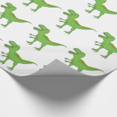 Cute Green Dinosaur-T-Rex Cadeaupapier (Hoek)