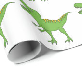 Cute Green Dinosaur-T-Rex Cadeaupapier (Rol Hoek)