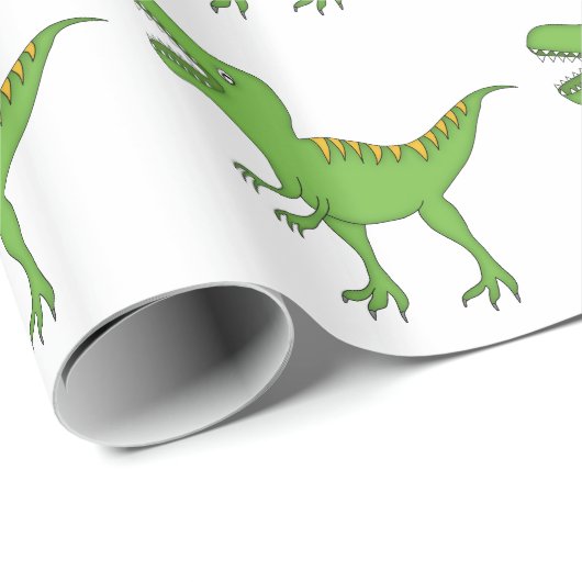 Cute Green Dinosaur-T-Rex Cadeaupapier (Rol Hoek)