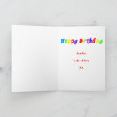 Cute Green Dinosaur T Rex Happy Birthday Kaart (Binnen)