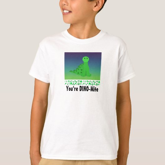 Cute Green Dinosaur T-shirt (Voorkant)
