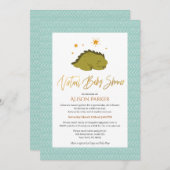 Cute Green Dinosaur Virtual Baby shower Kaart (Voorkant / Achterkant)