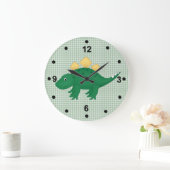 Cute Green Dinosaur Wall Clock Grote Klok (Huis)