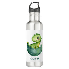 Cute Green Dinosaur Watercolor Kids Waterfles