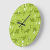 Cute Green Dinosaurs Pattern for Boys Grote Klok (Hoek)