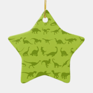 Cute Green Dinosaurs Pattern for Boys Keramisch Ornament