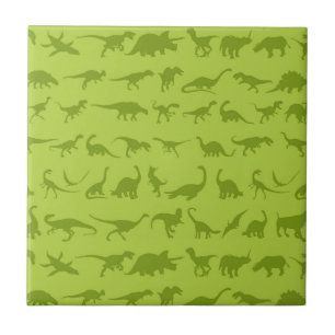 Cute Green Dinosaurs Pattern for Boys Tegeltje