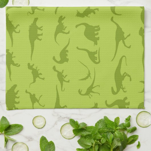Cute Green Dinosaurs Pattern for Boys Theedoek (Gevouwen)