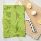 Cute Green Dinosaurs Pattern for Boys Theedoek (Quarter Fold)