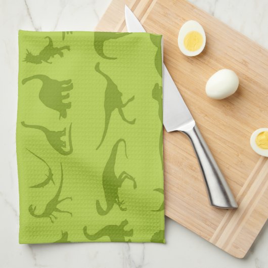Cute Green Dinosaurs Pattern for Boys Theedoek (Quarter Fold)
