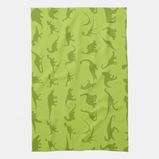 Cute Green Dinosaurs Pattern for Boys Theedoek (Verticaal)