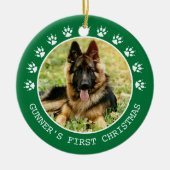 Cute Green Dog Paw Prints Lijst Kerstmis Keramisch Ornament (Voorkant)