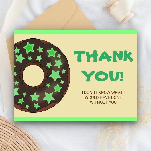 Cute Green Donut Dank je Briefkaart