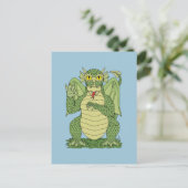 Cute Green Dragon Briefkaart (Staand voorkant)