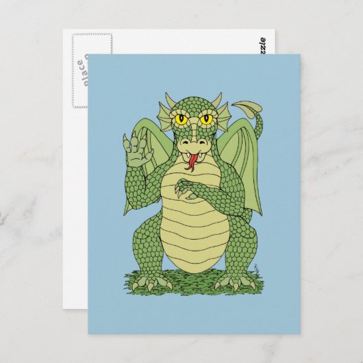 Cute Green Dragon Briefkaart (Voorkant / Achterkant)