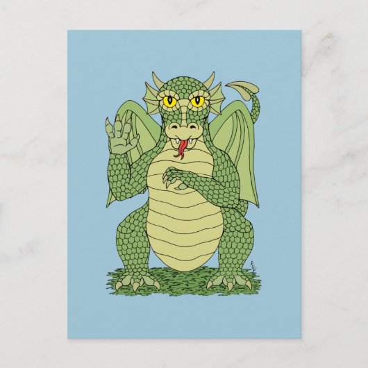 Cute Green Dragon Briefkaart (Voorkant)