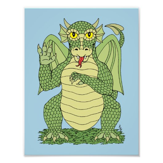 Cute Green Dragon Foto Afdruk (Voorkant)