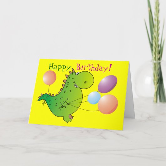 Cute Green Dragon Happy Birthday Wenskaart Kaart (Voorkant)