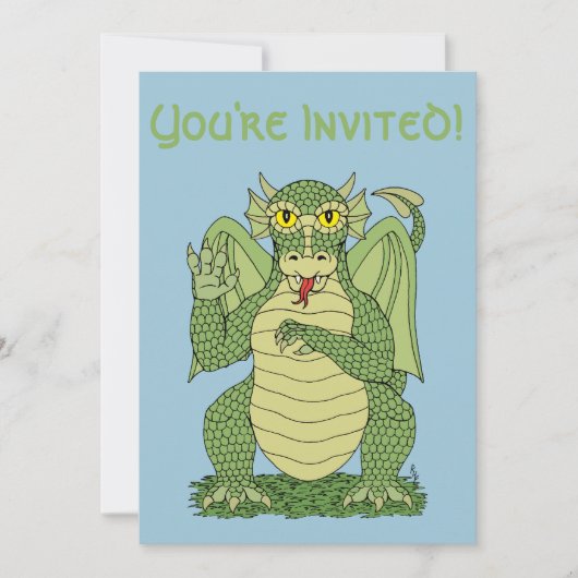 Cute Green Dragon Kaart (Voorkant)