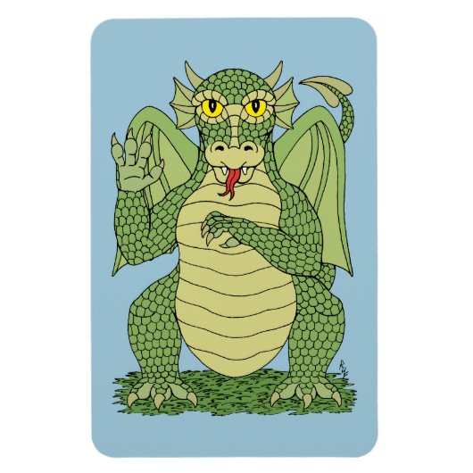 Cute Green Dragon Magneet (Verticaal)