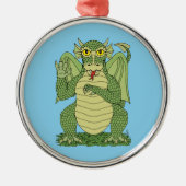 Cute Green Dragon Metalen Ornament (Voorkant)