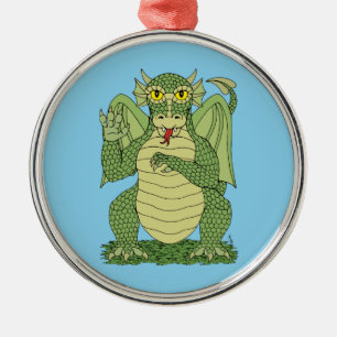 Cute Green Dragon Metalen Ornament