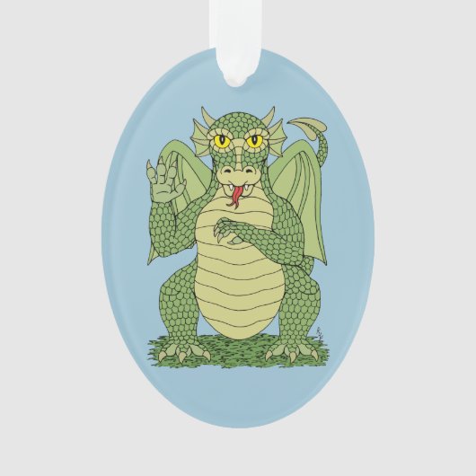 Cute Green Dragon Ornament (voorkant)
