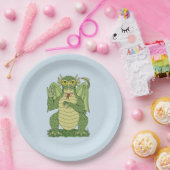 Cute Green Dragon Papieren Bordje (Feest)
