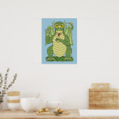 Cute Green Dragon Poster (Keuken)