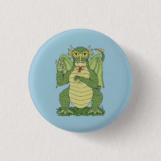 Cute Green Dragon Ronde Button 3,2 Cm (Voorkant)