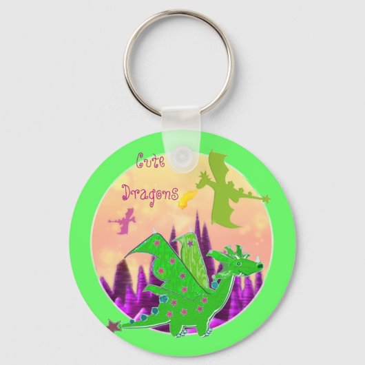 Cute Green Dragon Sleutelhanger (Voorkant)