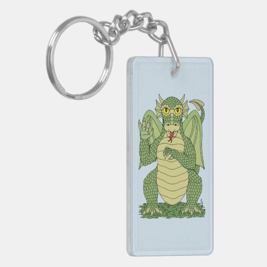 Cute Green Dragon Sleutelhanger (Voorkant Links)