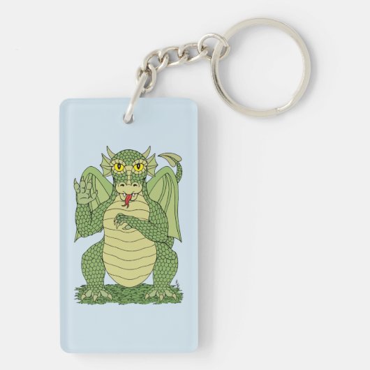 Cute Green Dragon Sleutelhanger (achterkant)