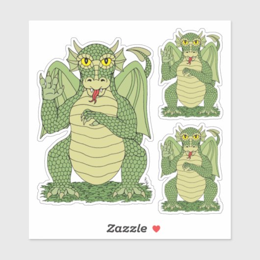 Cute Green Dragon Sticker (Vel)