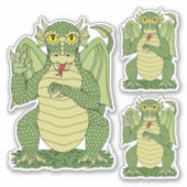 Cute Green Dragon Sticker (Voorkant)