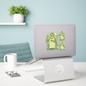 Cute Green Dragon Sticker (Laptop op bureau)