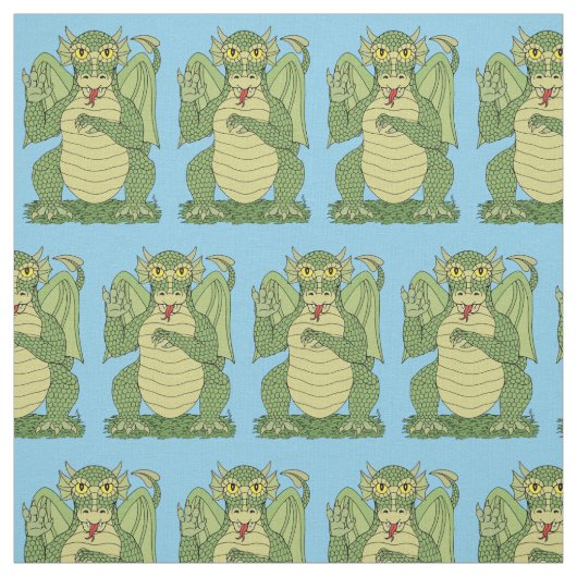 Cute Green Dragon Stof (Swatch)